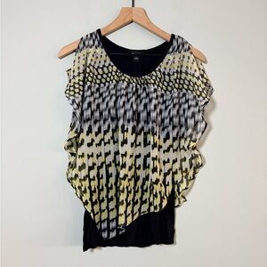 AB Studio Black and Yellow Patterned Blouse